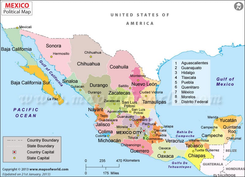 Printable Mexico Map For Kids