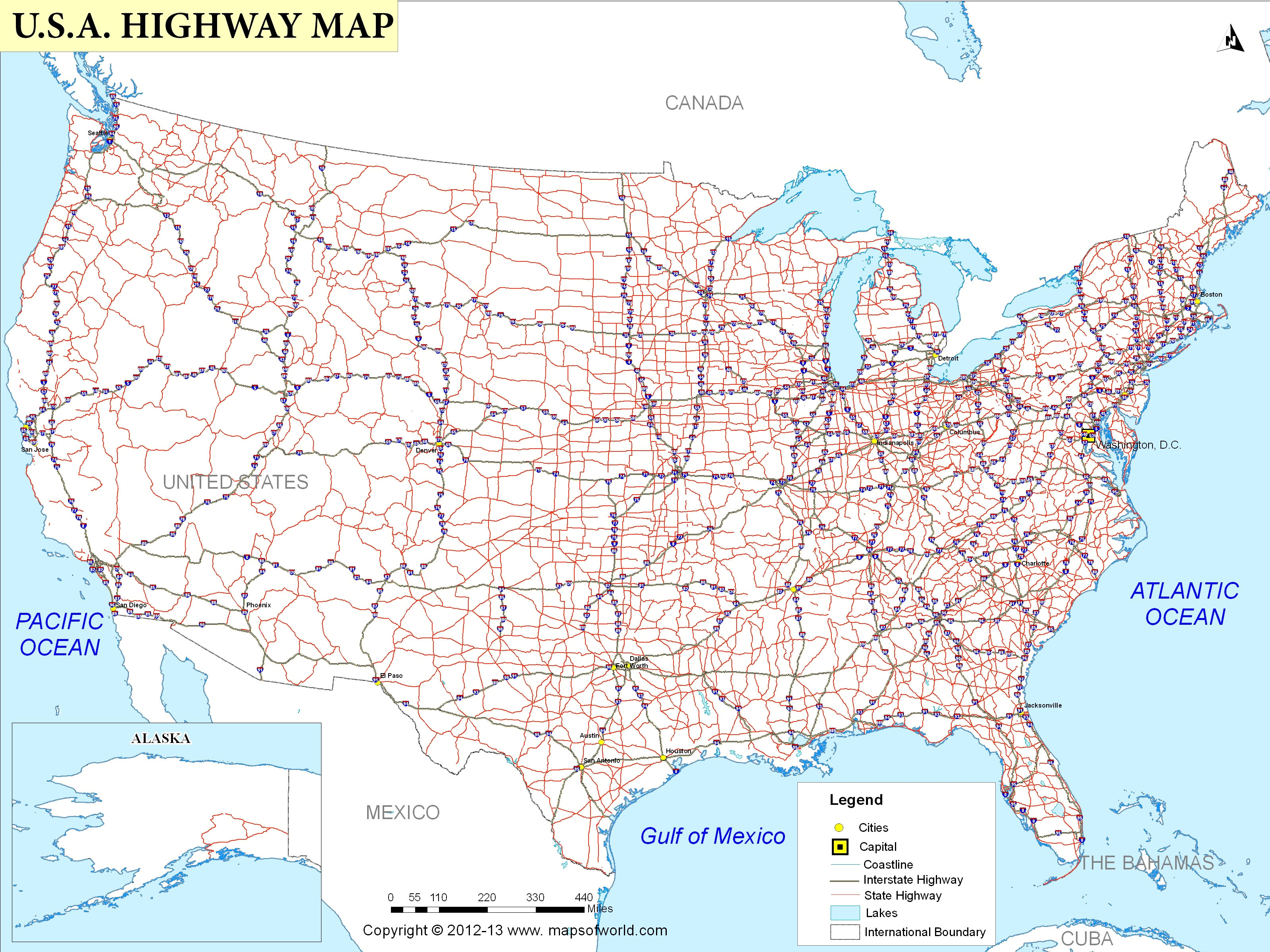 Printable Usa Map With Capitals