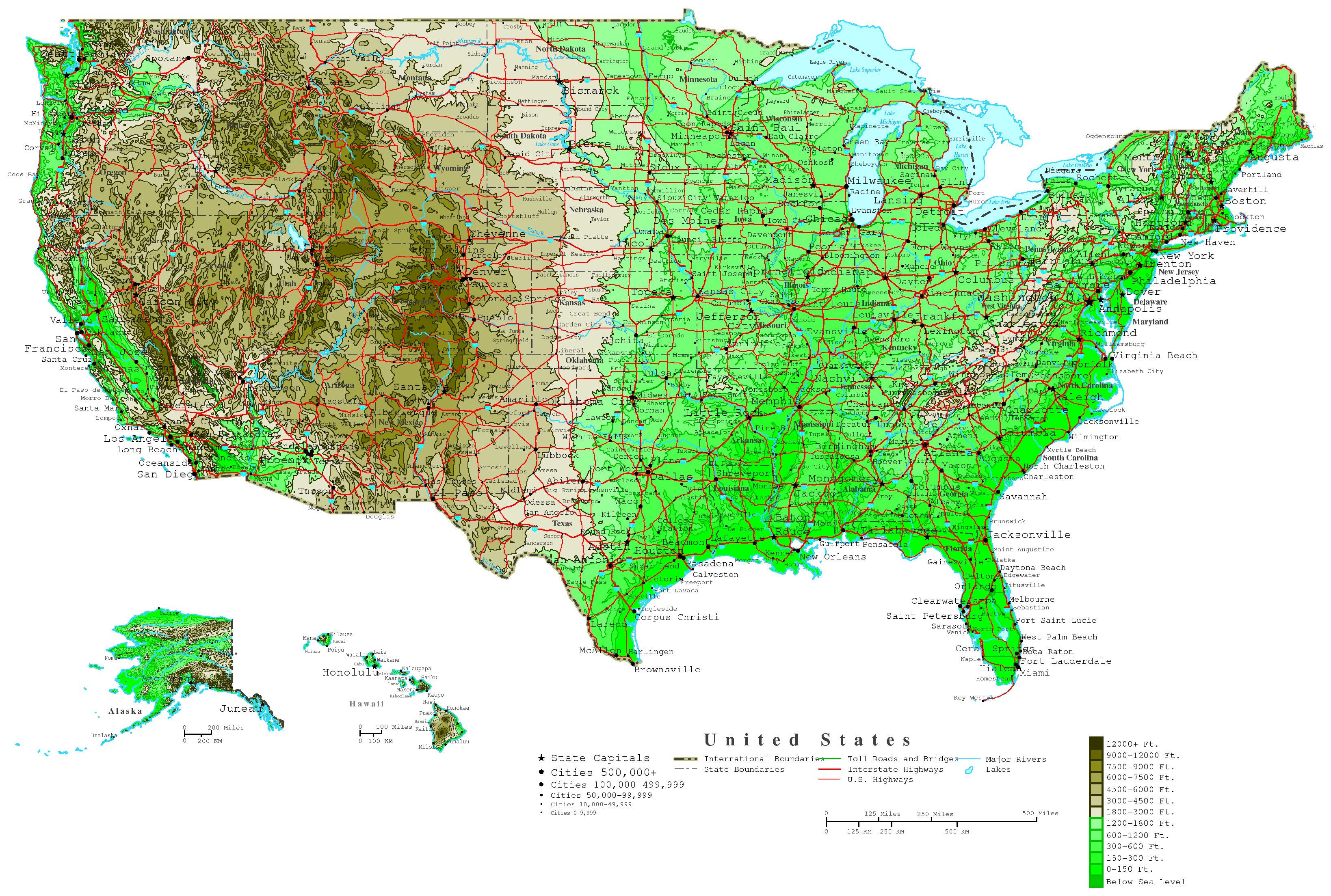 Printable Usa Map With States And Cities