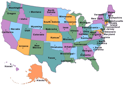 Printable Usa Map With States And Cities