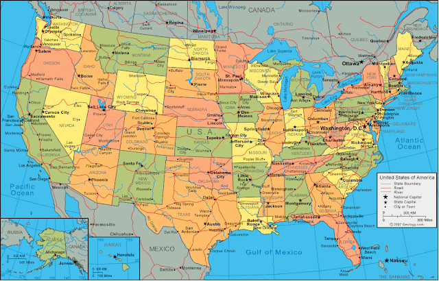 Printable Usa Map With States And Cities