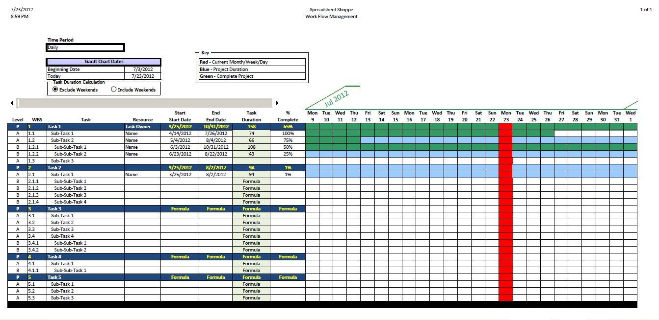 Project Calendar Template Excel