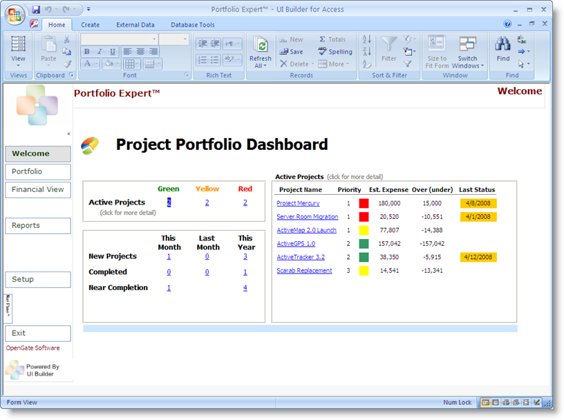 Project Management Software Dashboard