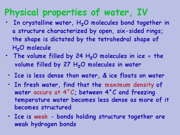 Properties Of Water