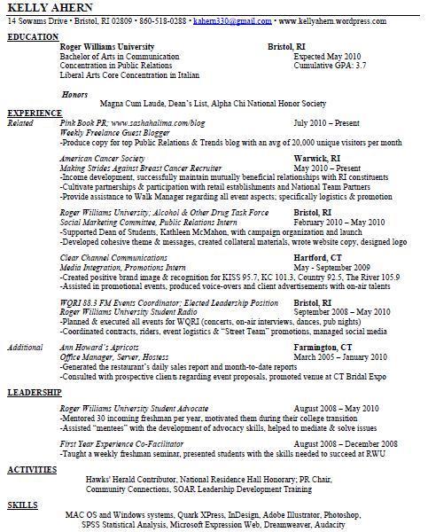 Public Relations Resume