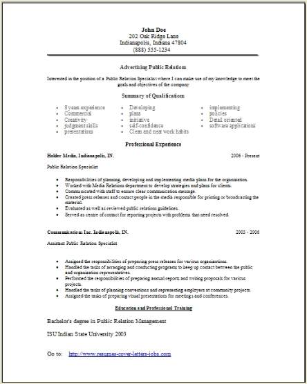 Public Relations Resume Examples