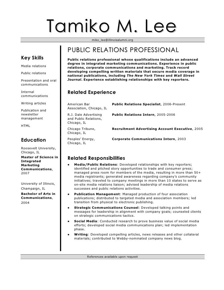 Public Relations Resume Skills