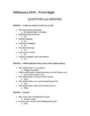 Quiz Night Questions And Answers