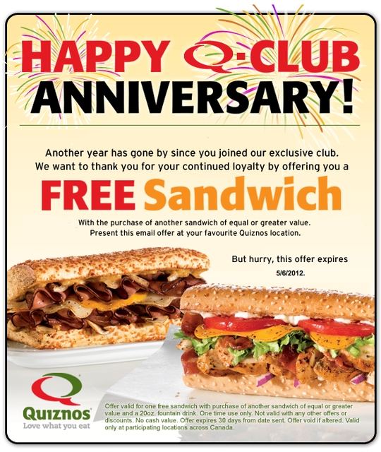 Quiznos Canada Coupons 2013