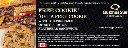 Quiznos Canada Coupons 2013