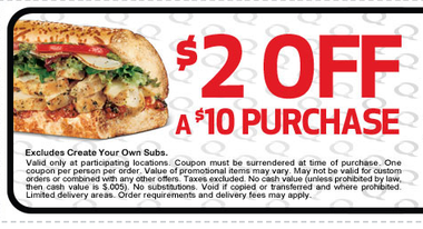 Quiznos Coupons 2012 November