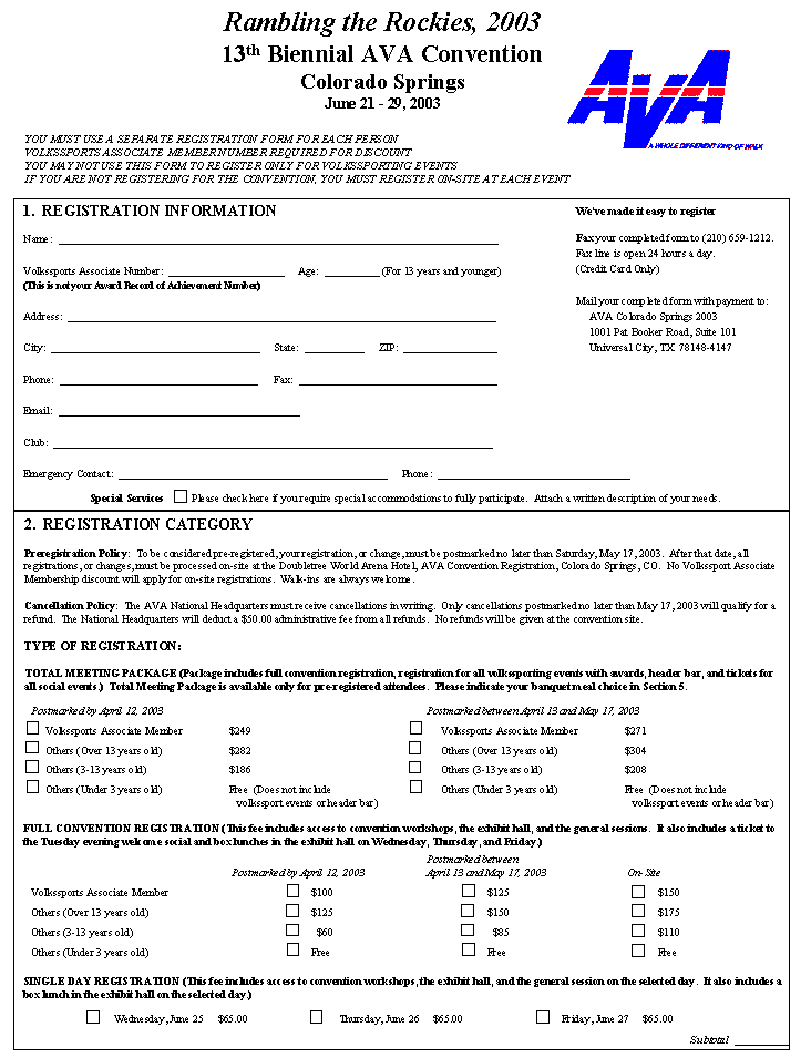 Registration Form Format