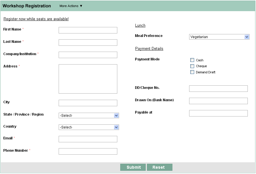 Registration Form Sample For Event