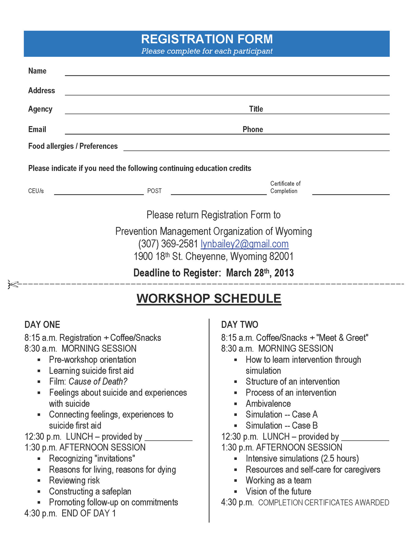 Registration Page Format