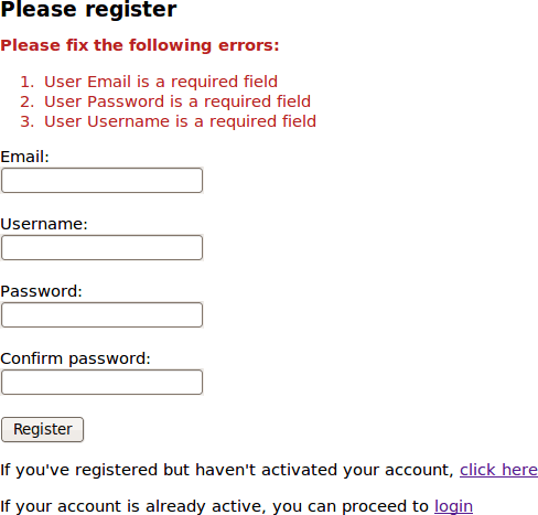 Registration Page Format