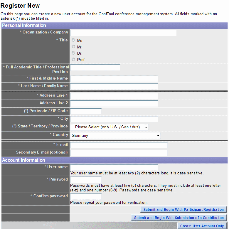 Registration Page Sample