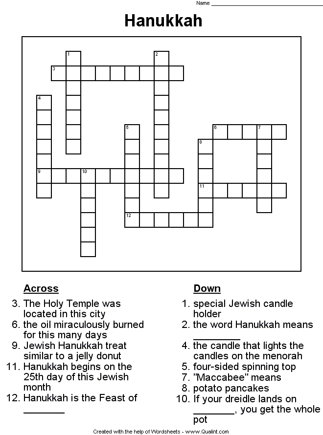 Religion Crossword Puzzles