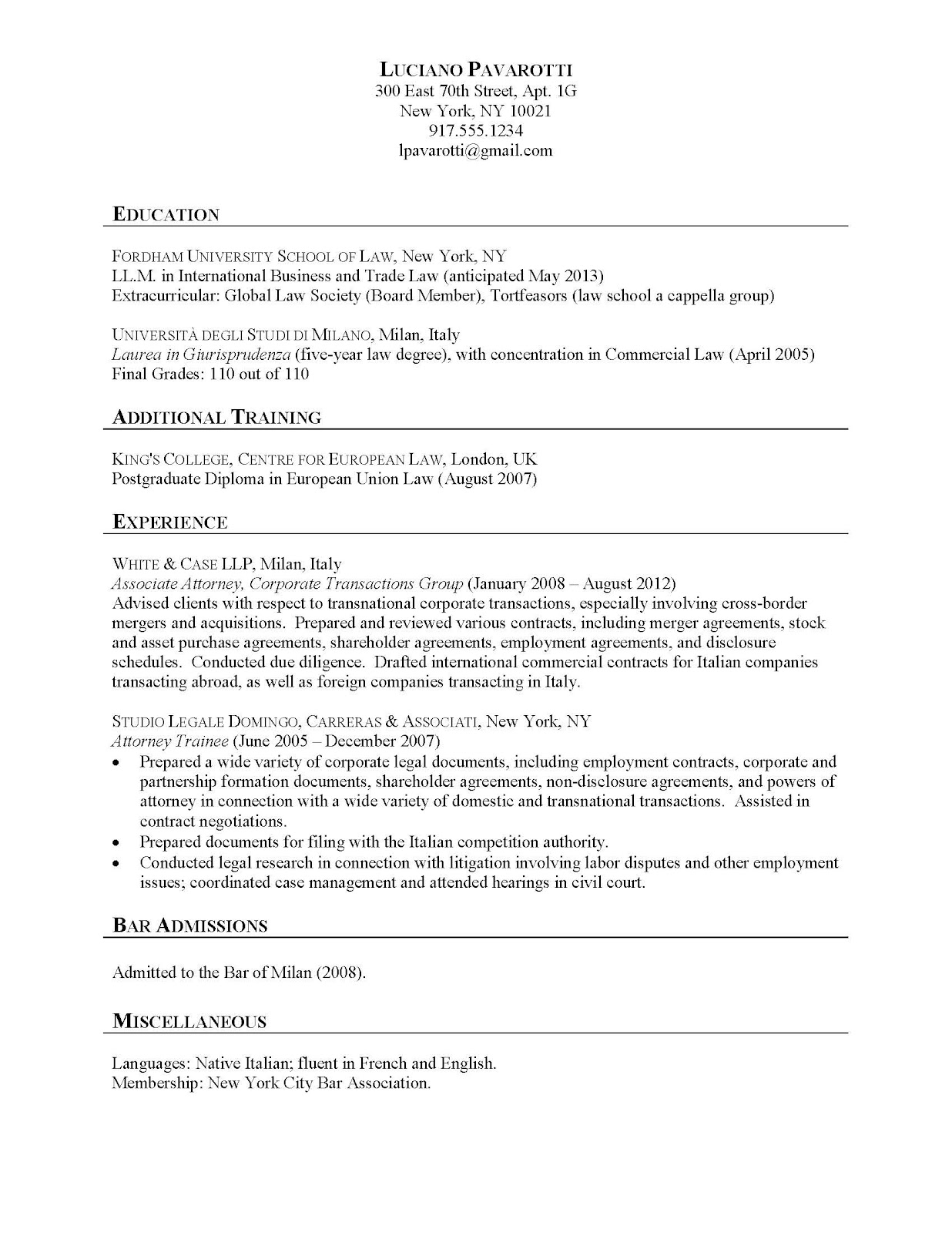 Resumes Examples 2013