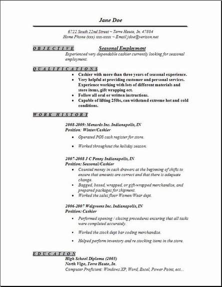 Resumes Examples For Jobs