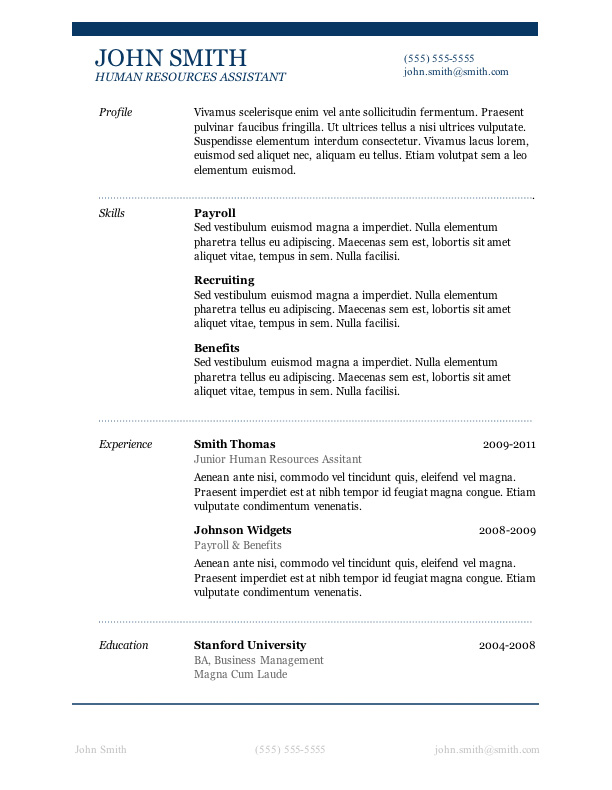 Resumes Examples Free