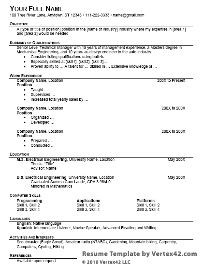 Resumes Format