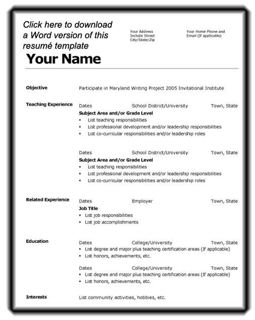 Resumes Format Download