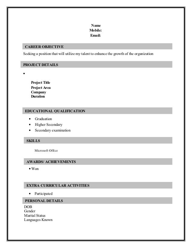 Resumes Format Download