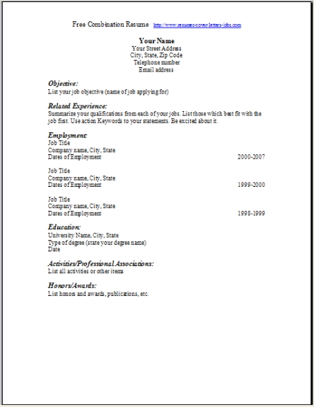 Resumes Templates For Word