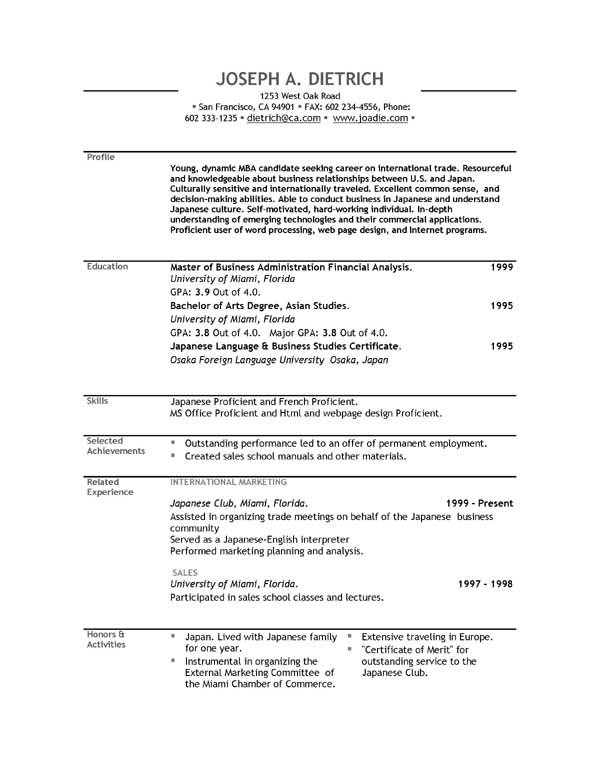 Resumes Templates Free