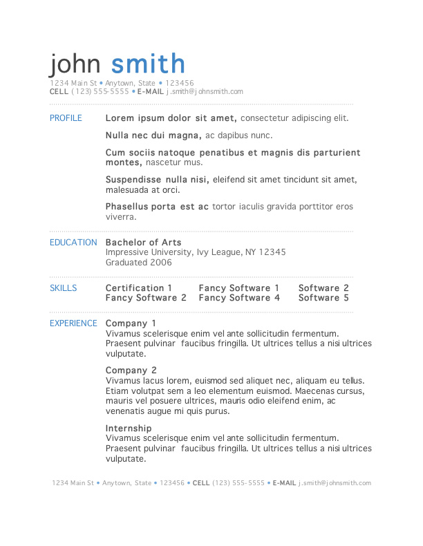 Resumes Templates Free