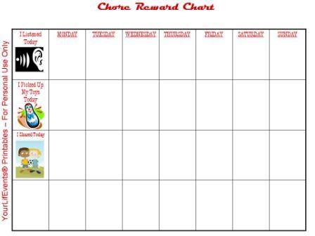 Rewards Chart For Toddlers