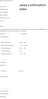 Salary Certificate Format