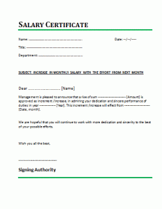 Salary Certificate Format