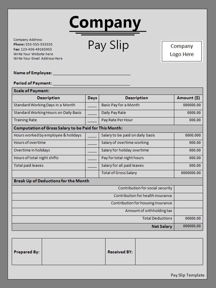 Salary Slip Excel Format