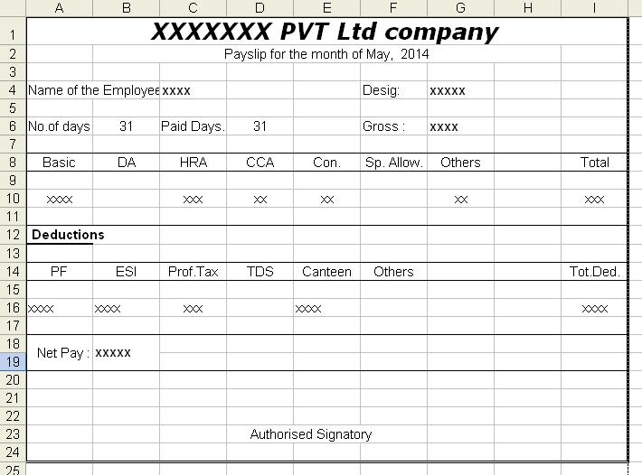 Salary Slip Excel Format