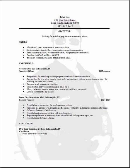 Security Guard Resume Examples