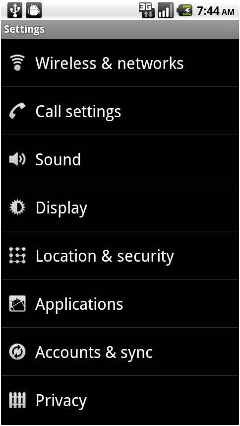 Settings Button Android