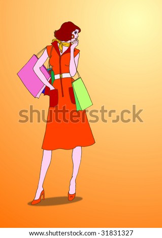 Shopping Cartoon Girl