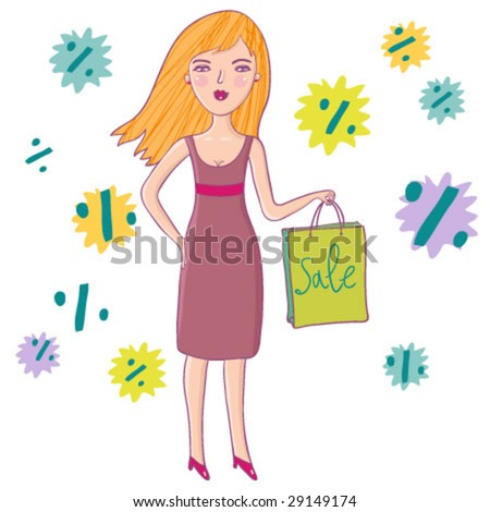 Shopping Cartoon Girl