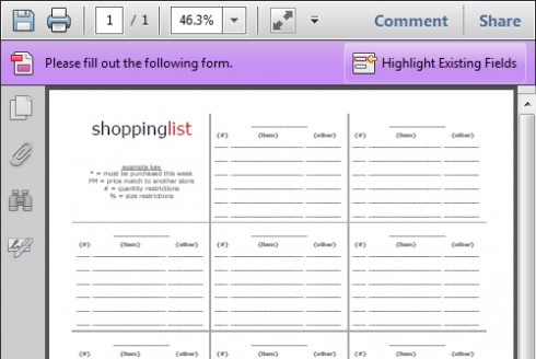 Shopping List Template