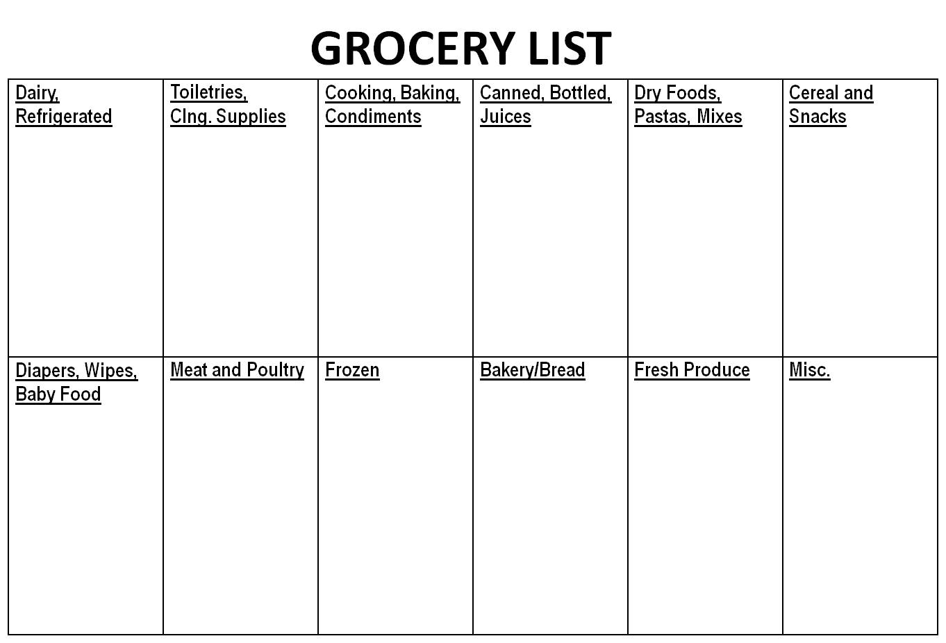 Shopping List Template For Word