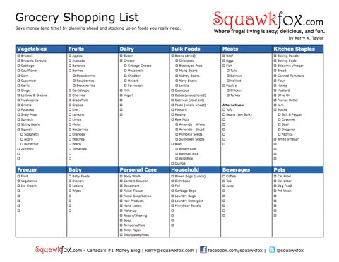 Shopping List Template For Word