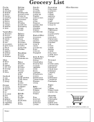 Shopping List Template Free