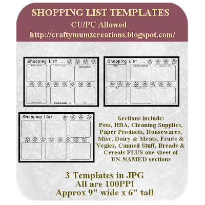 Shopping List Template Uk