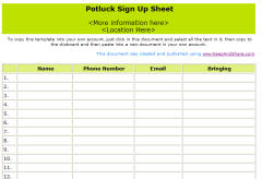 Sign Up Sheet Template Free