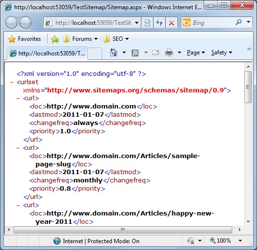 Sitemap Sample Asp.net