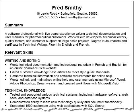 Skills Resume Sample