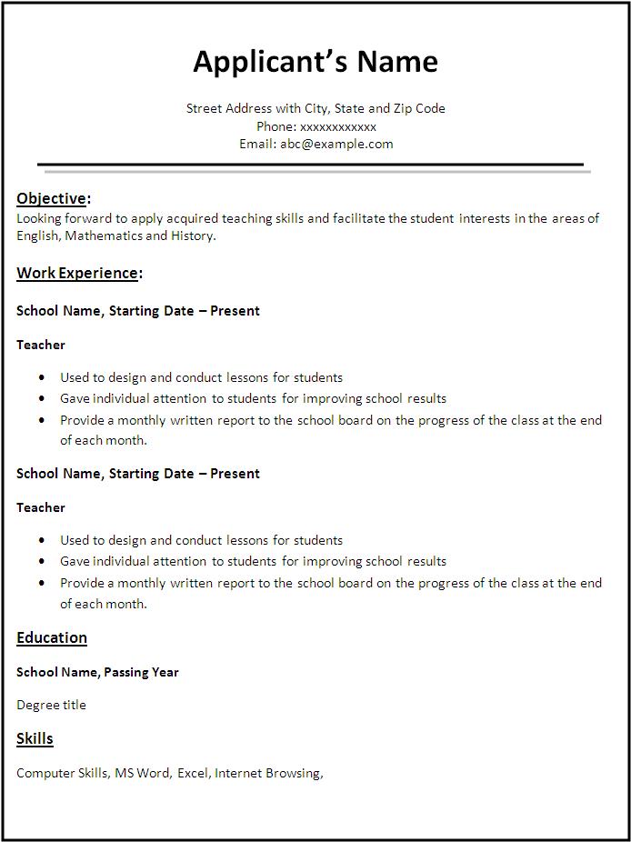 Skills Resume Template Word