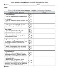 Speaking And Listening Skills Rubric