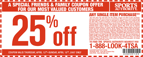 Sports Authority Coupon 25 Off 2013